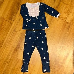 Sweet Honey Navy Pants and Long Sleeve Shirt Matching Set